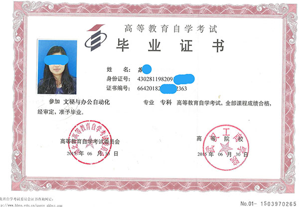 本科毕业证样本